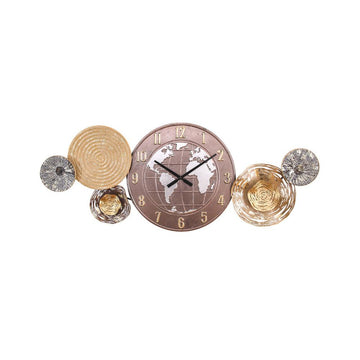 Glam World Map Metal Wall Clock Creative Home Hanging Decor